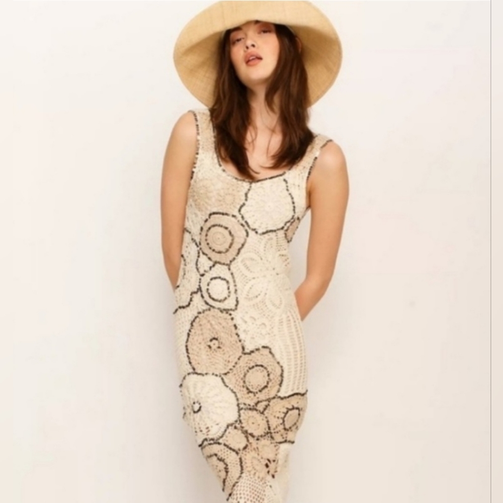 Free People X Flook Coco Embellished Dress Bohemian Anthropologie size Med